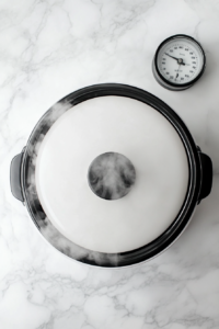 This image shows the crockpot set to cook on high for 3-4 hours or low for 6-8 hours
