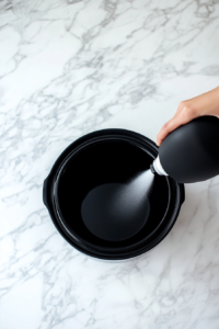 spraying-the-slow-cooker-for-crockpot-candy recipe
