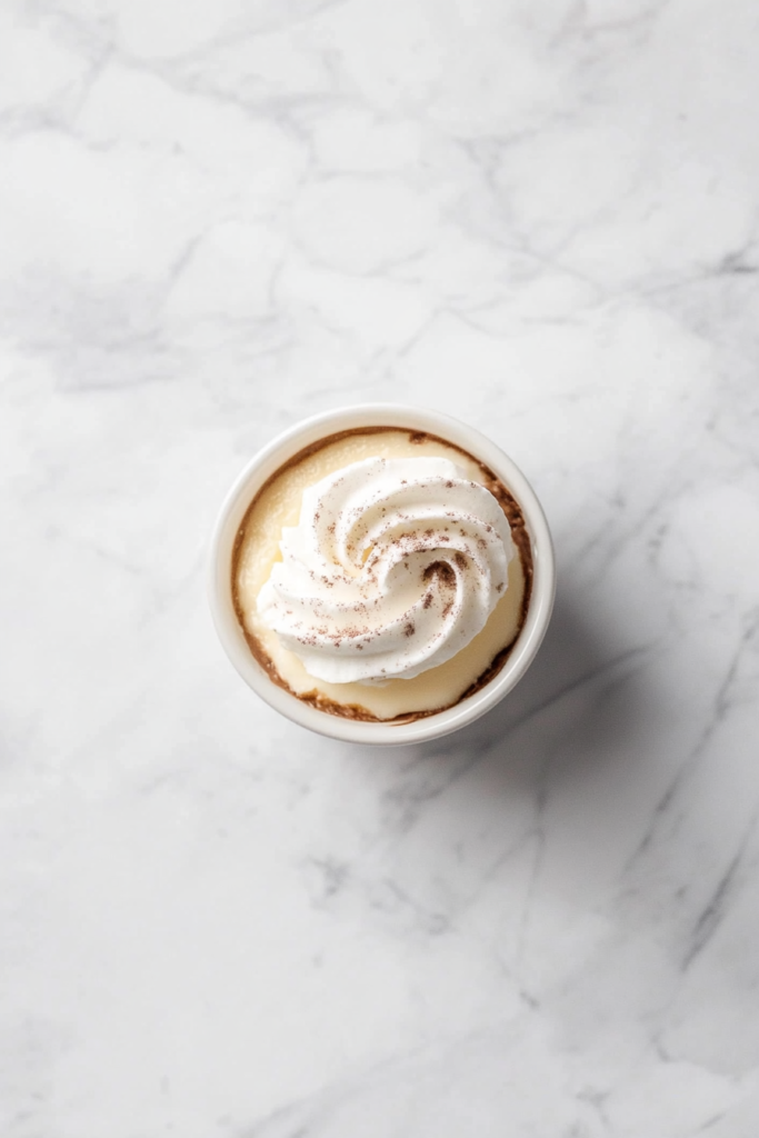 This image features a creamy and decadent slow-cooked chocolate pots de crème, beautifully served in a white bowl, showcasing its rich and velvety texture.