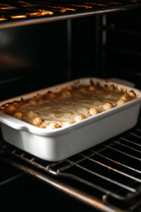 This image shows the freshly baked casserole resting on a cooling rack, allowing the flavors to settle before serving.