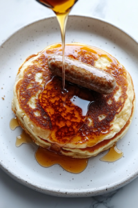 drizzling-maple-syrup-over-assembled-sausage-mcgriddle-for-sweet-savory-balance