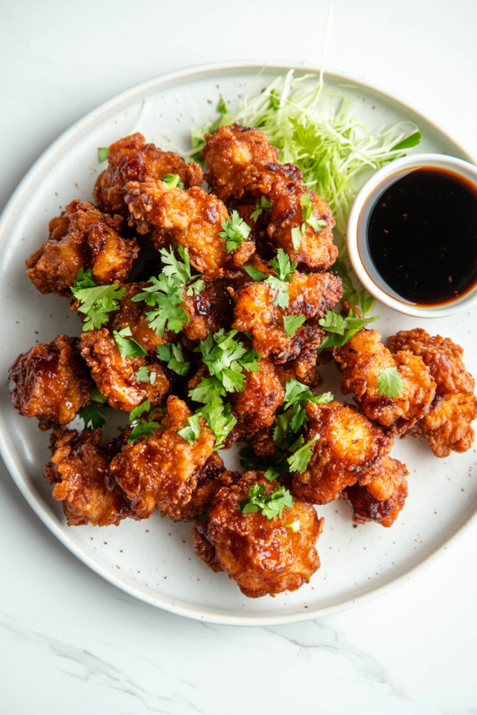serving-karaage-chicken-with-cabbage-and-cilantro-2